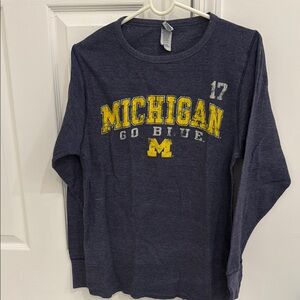 Michigan Go Blue Kids Long Sleeve Shirt - Navy. Size large